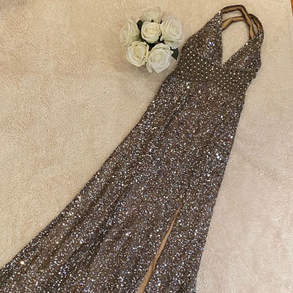 Champagne Sequin Prom Dress